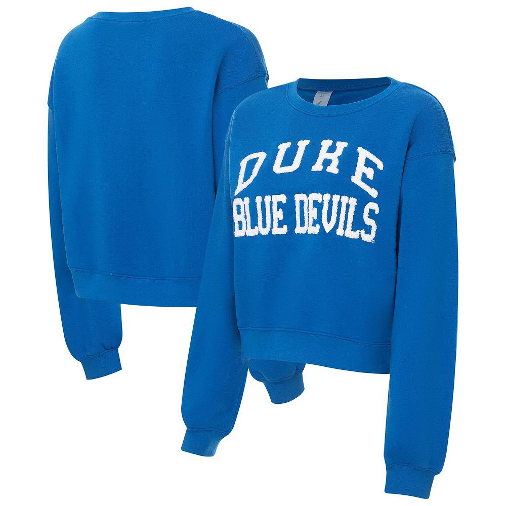 Women's ZooZatz Royal Duke Blue Devils Chenille Cropped Sweatshirt