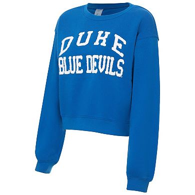 Women's ZooZatz Royal Duke Blue Devils Chenille Cropped Sweatshirt