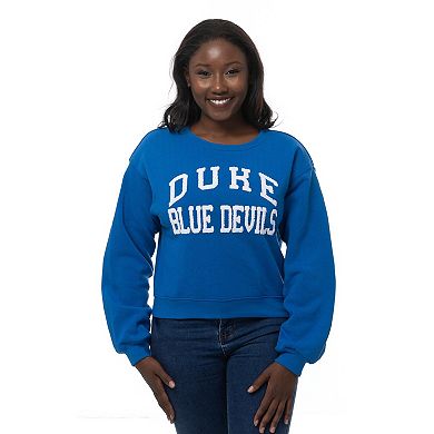 Women's ZooZatz Royal Duke Blue Devils Chenille Cropped Sweatshirt