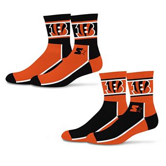 Unisex Starter Black/Orange Cincinnati Bengals Double Color Block 2-Pack Mid-Crew Socks