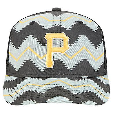 Men's New Era Denim/Black Pittsburgh Pirates Aztec Denim 9SEVENTY Adjustable Hat