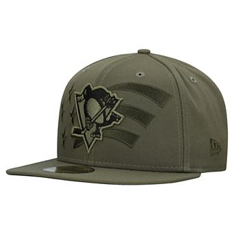 Men's New Era Olive Pittsburgh Penguins Military Appreciation Flag 59FIFTY Fitted Hat