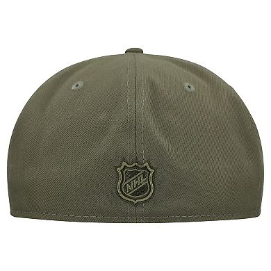 Men's New Era Olive Pittsburgh Penguins Military Appreciation Flag 59FIFTY Fitted Hat