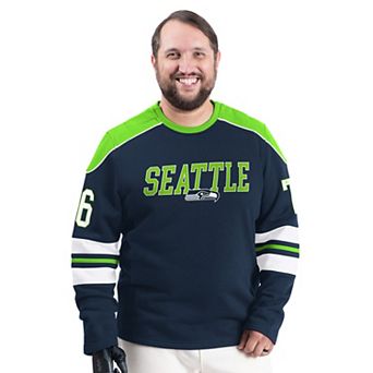 Men's G-III Sports by Carl Banks College Navy Seattle Seahawks Adaptive Lord Stanley Crewneck Sweatshirt