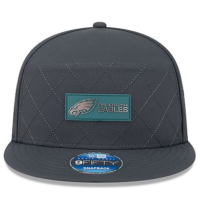 Men's New Era Charcoal Philadelphia Eagles 2025 Sideline Cold Weather Split Panel 9FIFTY Snapback Hat