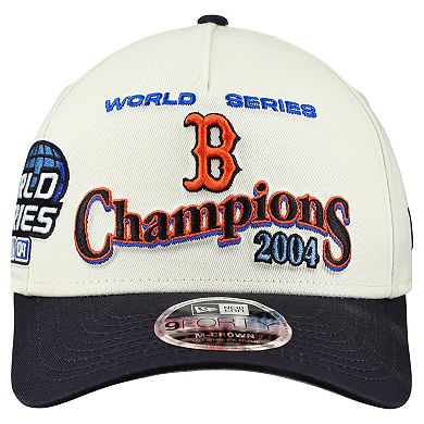 Men's New Era Cream/Navy Boston Red Sox World Series 9FORTY M-Crown A-Frame Adjustable Hat