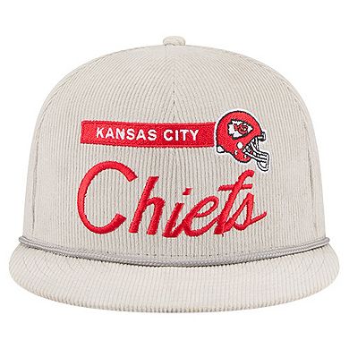 Men's New Era Gray Kansas City Chiefs Cord Rope Corduroy 9FIFTY Snapback Hat