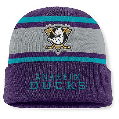Men's Fanatics Purple Anaheim Ducks Heritage Varsity Cuffed Knit Hat