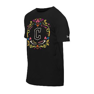 Men's New Era Black Cleveland Guardians D _a de los Muertos Washed Oversized T-Shirt