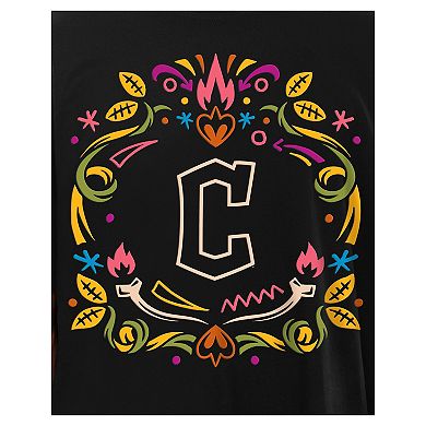 Men's New Era Black Cleveland Guardians D _a de los Muertos Washed Oversized T-Shirt