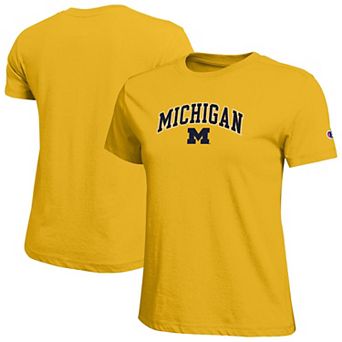 Women's Champion Gold Michigan Wolverines Arched Over Logo T-Shirt