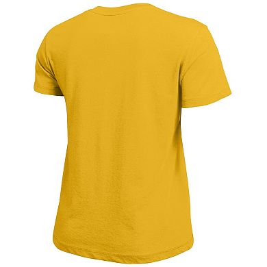 Women's Champion Gold Michigan Wolverines Arched Over Logo T-Shirt