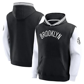 Men's Fanatics Black/White Brooklyn Nets Half Court Shot Clock Fastbreak Hoodie