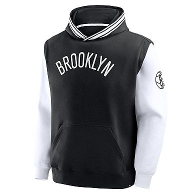 Men's Fanatics Black/White Brooklyn Nets Half Court Shot Clock Fastbreak Hoodie