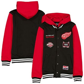 Men's New Era Black/Red Detroit Red Wings Full-Snap Fleece Hoodie Jacket