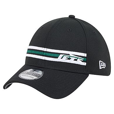 Men's New Era Black New York Jets Stripes 39THIRTY Flex Hat