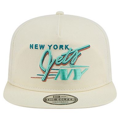 Men's New Era Cream New York Jets Liberty Golfer Adjustable Hat