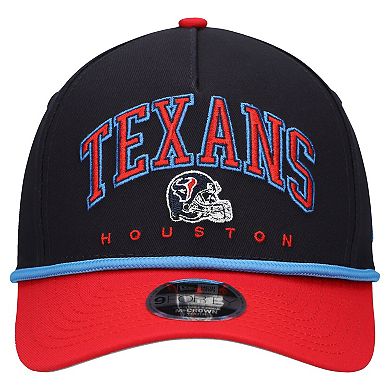 Youth New Era Navy/Red Houston Texans Arch COOLERA 9FORTY A-Frame Adjustable Hat