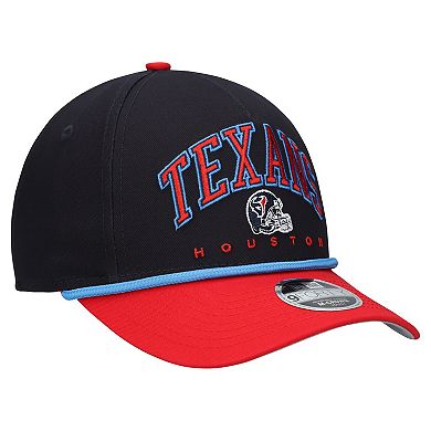 Youth New Era Navy/Red Houston Texans Arch COOLERA 9FORTY A-Frame Adjustable Hat