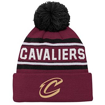 Youth Outerstuff Wine Cleveland Cavaliers Backboard Jacquard Cuffed Knit Hat with Pom