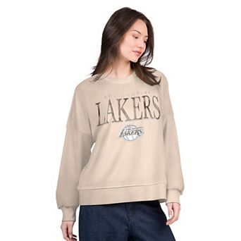Women's G-III 4Her by Carl Banks Natural Los Angeles Lakers Oversized Vet II Sweatshirt