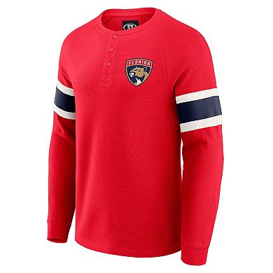 Men's Darius Rucker Collection by Fanatics Red Florida Panthers Waffle-Knit Raglan Long Sleeve Henley T-Shirt