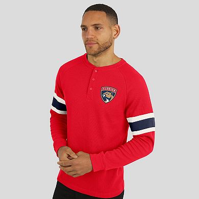 Men's Darius Rucker Collection by Fanatics Red Florida Panthers Waffle-Knit Raglan Long Sleeve Henley T-Shirt
