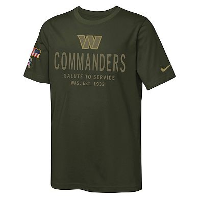 Youth Nike Olive Washington Commanders 2025 Salute to Service Sideline Dri-FIT T-Shirt