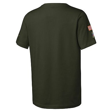 Youth Nike Olive Washington Commanders 2025 Salute to Service Sideline Dri-FIT T-Shirt