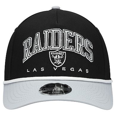 Youth New Era Black/Silver Las Vegas Raiders Arch COOLERA 9FORTY A-Frame Adjustable Hat