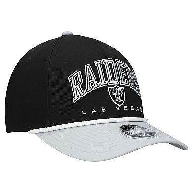 Youth New Era Black/Silver Las Vegas Raiders Arch COOLERA 9FORTY A-Frame Adjustable Hat