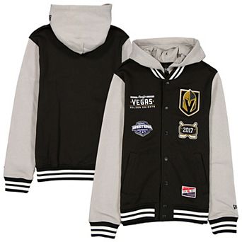 Men's New Era Black/Grey Vegas Golden Knights Full-Snap Fleece Hoodie Jacket