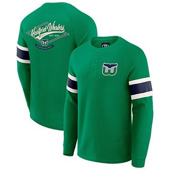 Men's Darius Rucker Collection by Fanatics Green Hartford Whalers Waffle-Knit Raglan Long Sleeve Henley T-Shirt