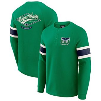 Men's Darius Rucker Collection by Fanatics Green Hartford Whalers Waffle-Knit Raglan Long Sleeve Henley T-Shirt