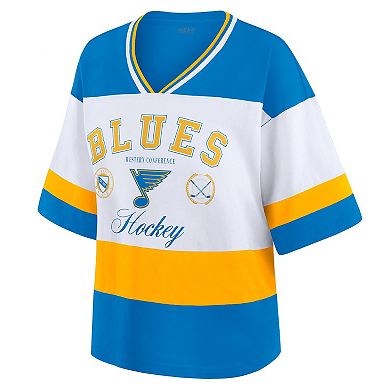 Women's WEAR by Erin Andrews Blue/White St. Louis Blues Jersey Style Tee
