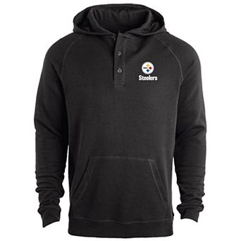 Men's Dunbrooke Black Pittsburgh Steelers Montana Raglan Thermal Hoodie