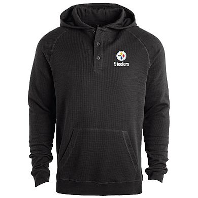 Men's Dunbrooke Black Pittsburgh Steelers Montana Raglan Thermal Hoodie