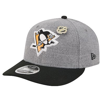 Men's New Era Gray/Black Pittsburgh Penguins Wool Pin Low Profile 9FIFTY Snapback Hat