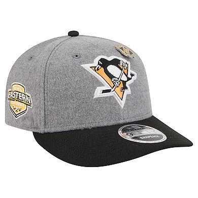 Men's New Era Gray/Black Pittsburgh Penguins Wool Pin Low Profile 9FIFTY Snapback Hat