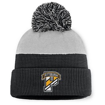 Men's Fanatics Black/Gray Pittsburgh Penguins Authentic Pro Home Ice Cuffed Knit Hat with Pom