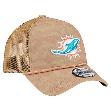 Men's New Era Tan Miami Dolphins Wheat Camo 9FORTY Adjustable Hat