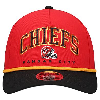 Youth New Era Red/Black Kansas City Chiefs Arch COOLERA 9FORTY A-Frame Adjustable Hat