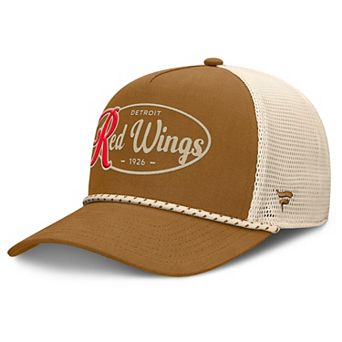 Men's Fanatics Brown/Cream Detroit Red Wings Heritage Fetch A-Frame Trucker Adjustable Hat