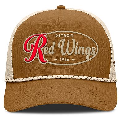 Men's Fanatics Brown/Cream Detroit Red Wings Heritage Fetch A-Frame Trucker Adjustable Hat