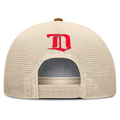 Men's Fanatics Brown/Cream Detroit Red Wings Heritage Fetch A-Frame Trucker Adjustable Hat