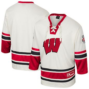 Men's Colosseum Cream Wisconsin Badgers Puck Proud Fashion Hockey Jersey