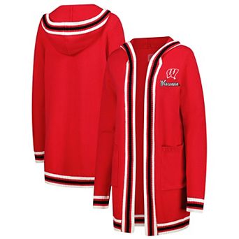 Women's Gameday Couture Red Wisconsin Badgers Tri-Blend Rounded Stripe Cardigan