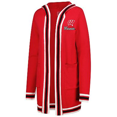Women's Gameday Couture Red Wisconsin Badgers Tri-Blend Rounded Stripe Cardigan