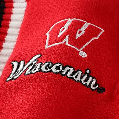 Women's Gameday Couture Red Wisconsin Badgers Tri-Blend Rounded Stripe Cardigan