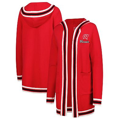 Women's Gameday Couture Red Wisconsin Badgers Tri-Blend Rounded Stripe Cardigan